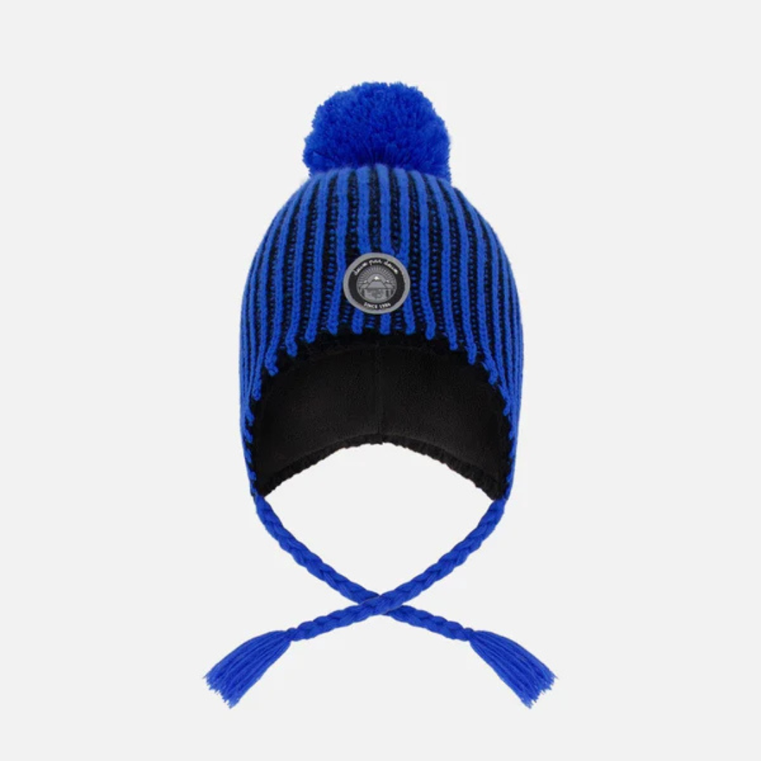 TUQUE À OREILLES DOUBLÉE ENFANT NOIR & BLEU H10Z60 000 DEUX PAR DEUX MAHEU GO SPORT DEVANT