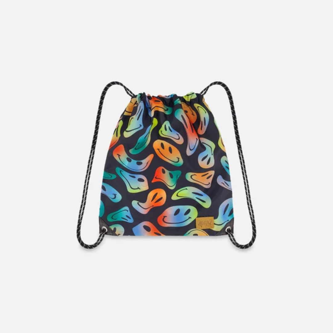 SAC À CORDON À IMPRIMÉ BONHOMMES SOURIRE H20ZBL 033 DEUX PAR DEUX MAHEU GO SPORT DEVANT ÉDUCATION PHYSIQUE GYM CHAUSSURES