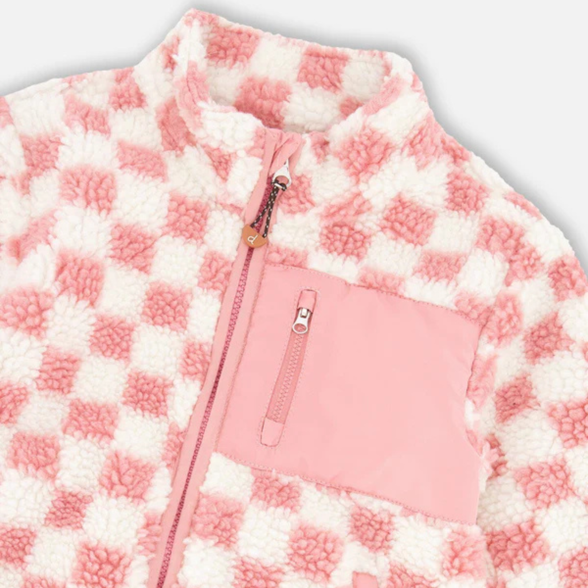 MANTEAU SHERPA ENFANT DEUX PAR DEUX DAMIER ROSE 5 À 10 ANS H30W61 040 MAHEU GO SPORT DETAIL