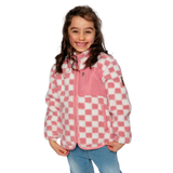 MANTEAU SHERPA ENFANT DEUX PAR DEUX DAMIER ROSE 5 À 10 ANS H30W61 040 MAHEU GO SPORT DEVANT MANNEQUIN