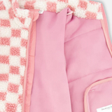 MANTEAU SHERPA ENFANT, DAMIER ROSE 5 À 10 ANS