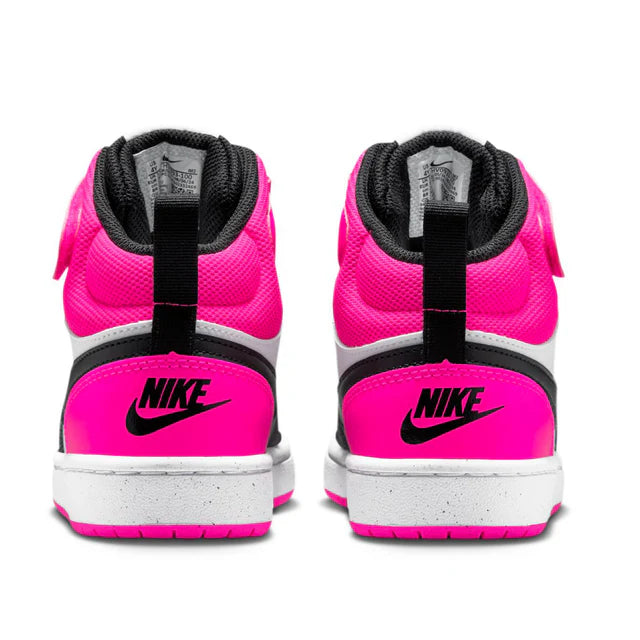 CHAUSSURE JUNIOR COURT BOROUGH MID BLANC ROSE NOIR HV0933 100 NIKE MAHEU GO SPORT PAIRE TALON
