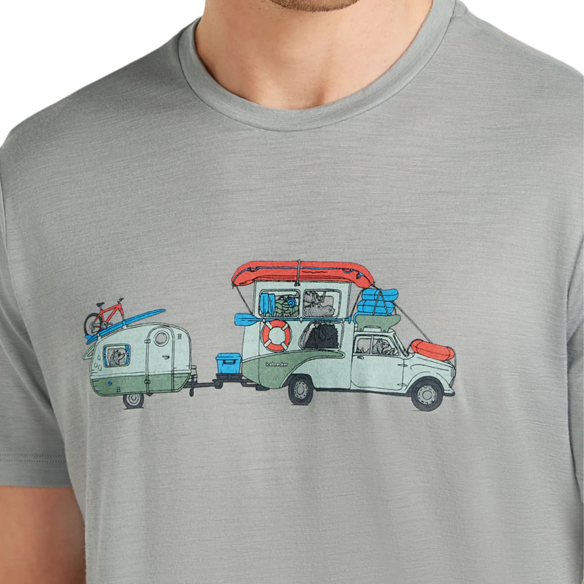 T-SHIRT MÉRINO HOMME, TRANSPORTAGE GRIS