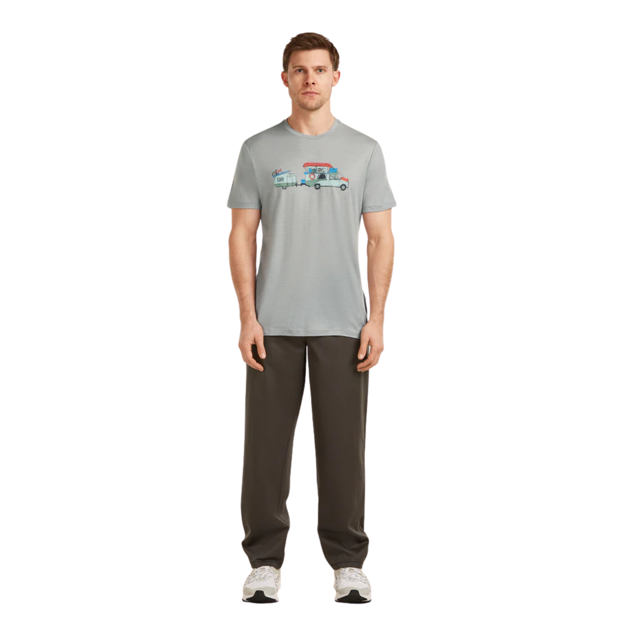 T-SHIRT MÉRINO HOMME, TRANSPORTAGE GRIS