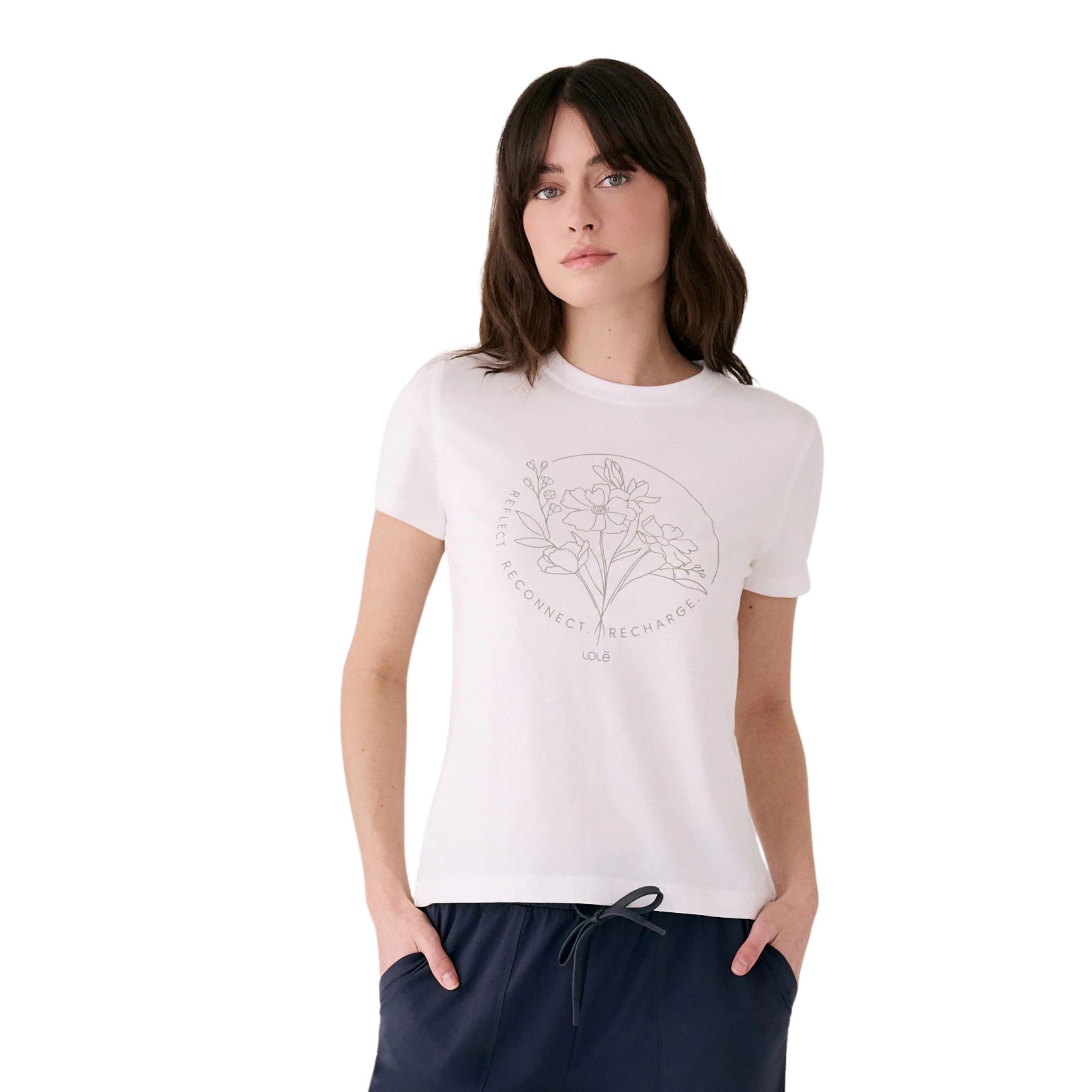 T-SHIRT MANCHES COURTES LOLË FEMME LAURIER REFLET BLANC LSW4666 W463 MAHEU GO SPORT DEVANT