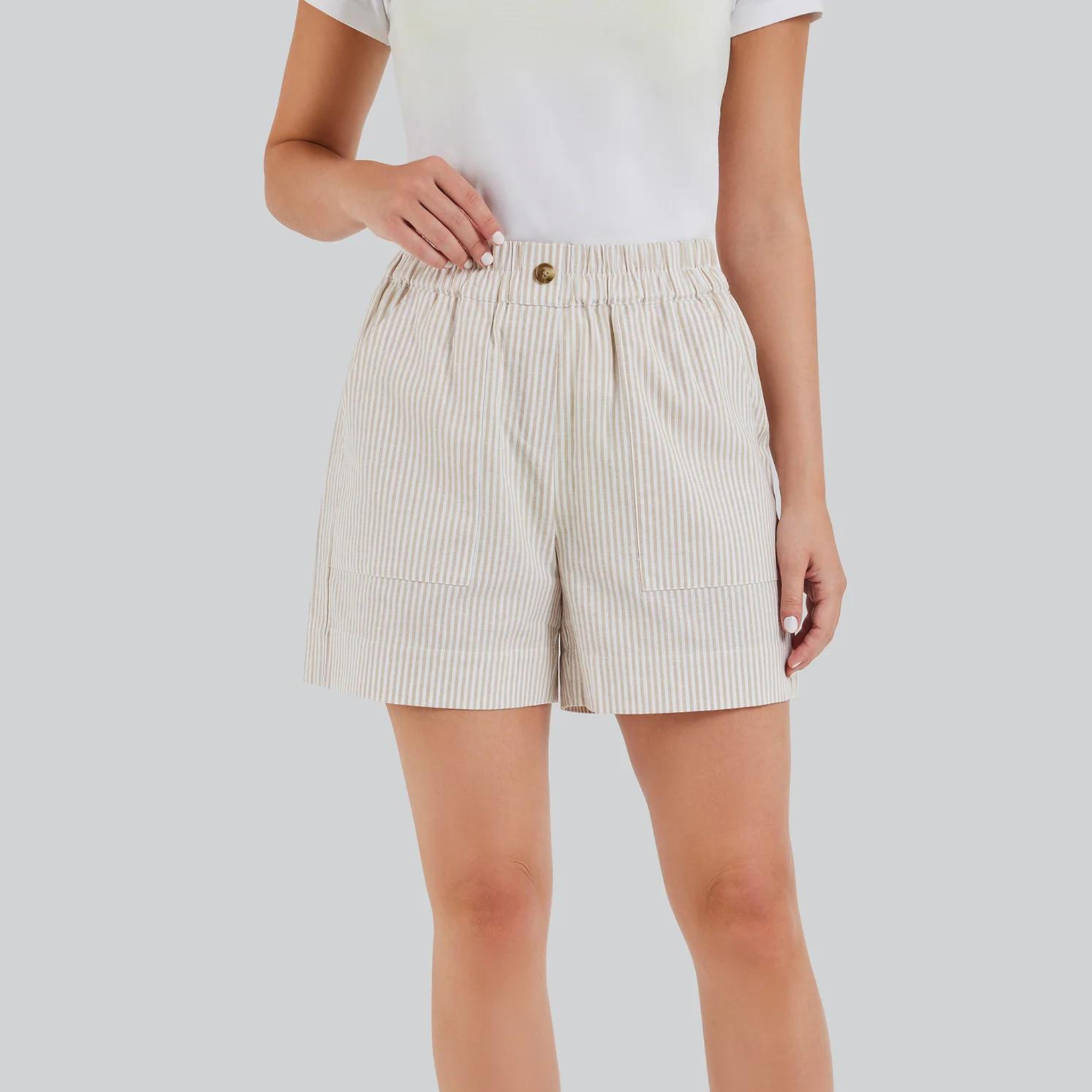 SHORT POUR FEMME, LUSK LIK33302 POIVRE BLANC FIG CLOTHING DEVANT