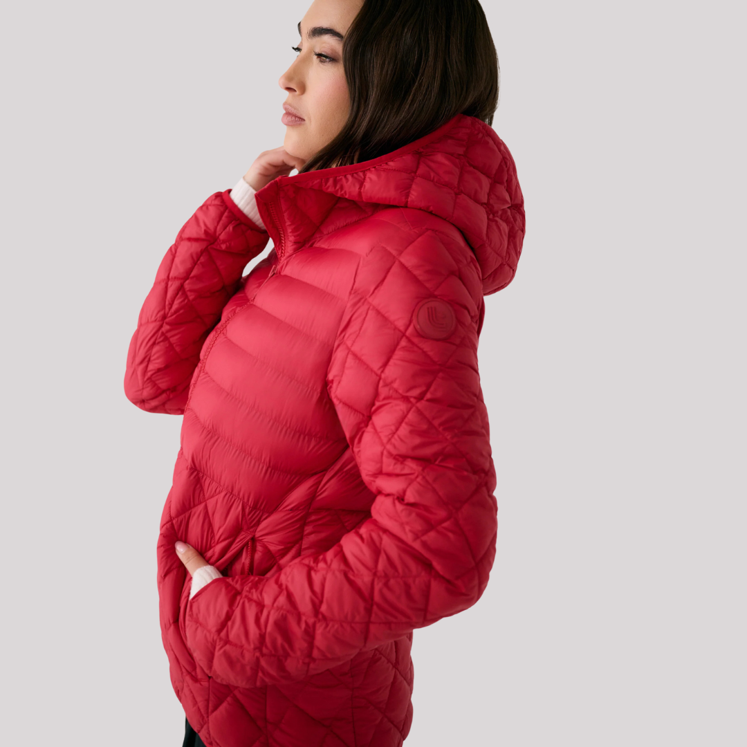 WOMEN'S QUILTED COAT, THE BASE CRIMSON 