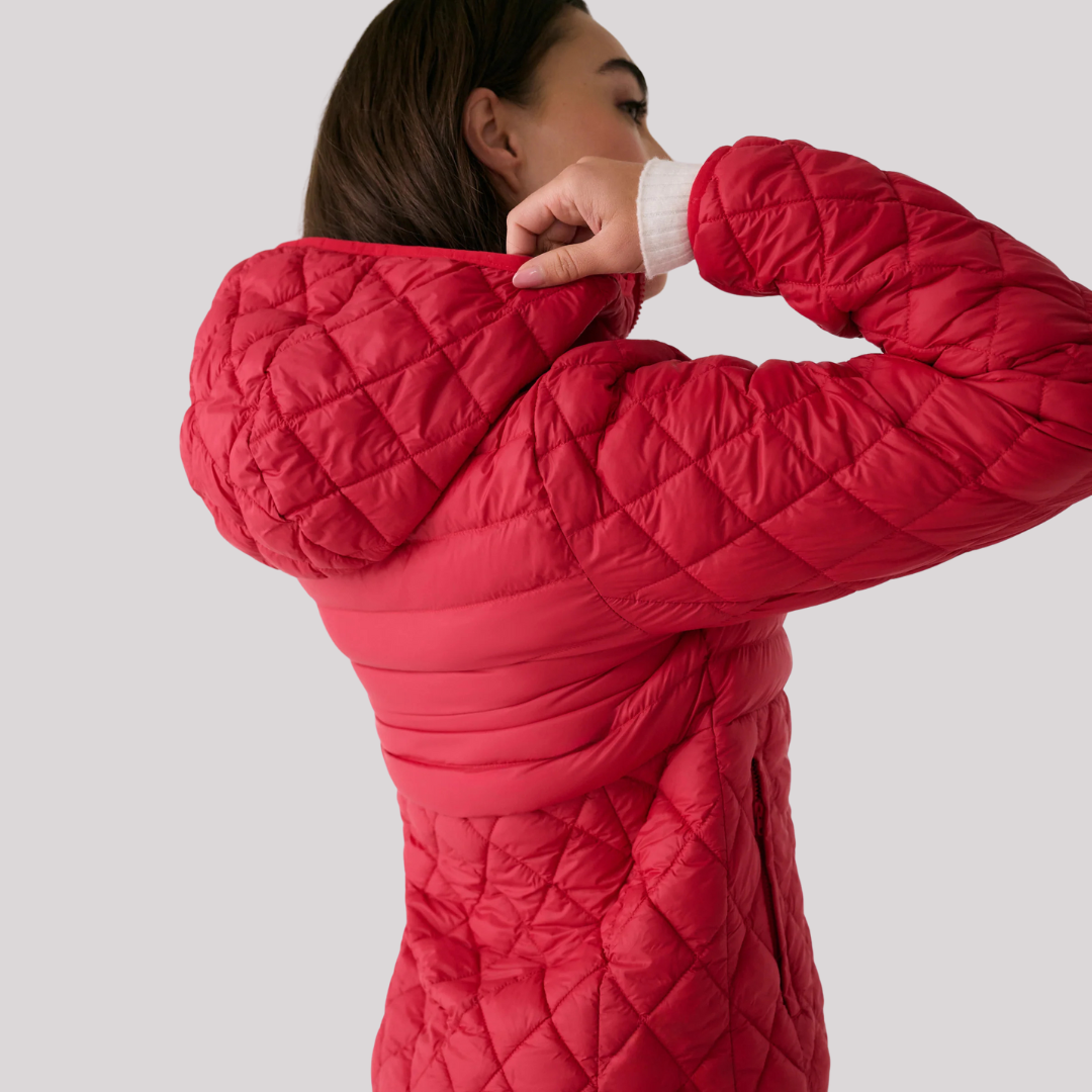 WOMEN'S QUILTED COAT, THE BASE CRIMSON 