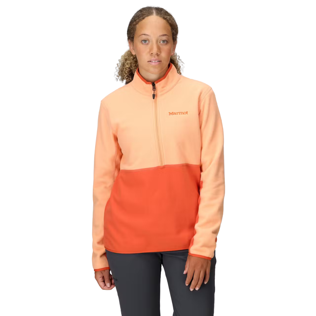 CHANDAIL POLAIRE FEMME ROCKLIN 1/2 ZIP ABRICOT M12403 MARMOT MAHEU GO SPORT DEVANT