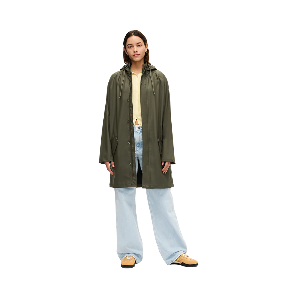 WOMEN'S LONG RAINCOAT, DRIZZLE BASIL