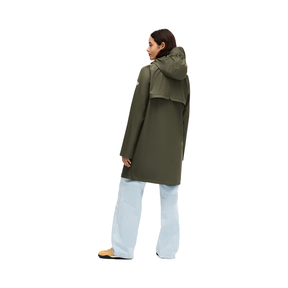WOMEN'S LONG RAINCOAT, DRIZZLE BASIL