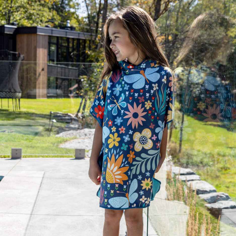 SERVIETTE PONCHO EN MICROFIBRE ENFANT, PAPILLON