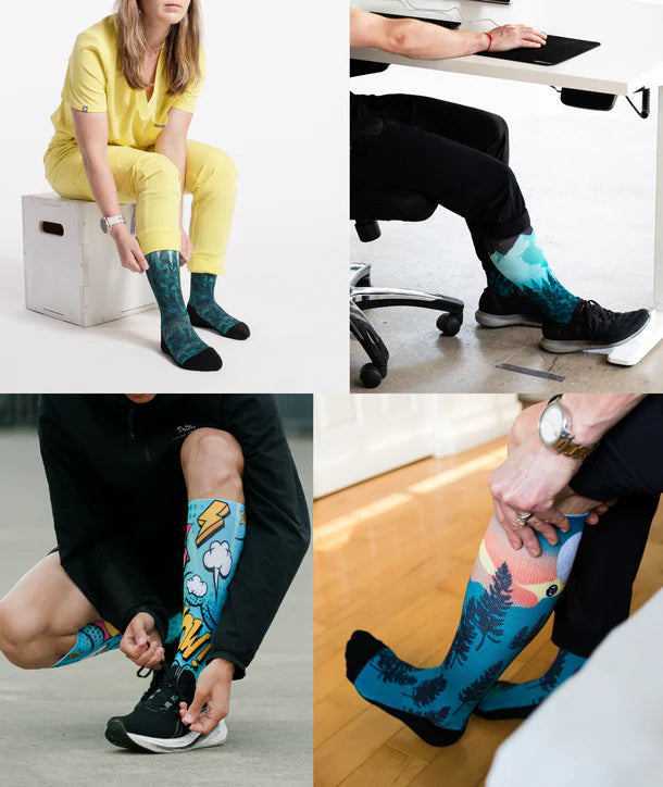 CHAUSSETTES DE COMPRESSION HAUTE ADULTE  BRIGHT NIGHT OUTWAY MAHEU GO SPORT UTILISATION