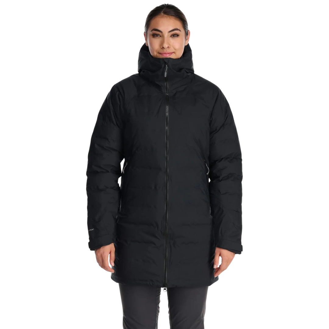 MANTEAU DUVET FEMME VALIANCE PARKA NOIR QDB-51 RAB MAHEU GO SPORT DEVANT MANNEQUIN