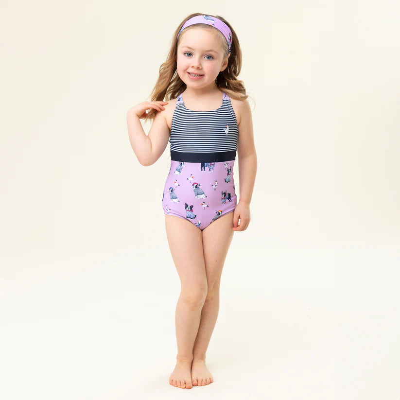 MAILLOT DE BAIN UNE PIÈCE ENFANT, LILAS (4 à 6 ans) - Maheu Go Sport