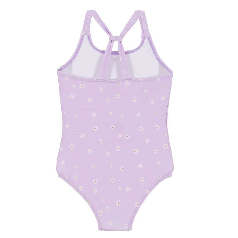 MAILLOT DE BAIN UNE PIÈCE FILLE, LILAS ET MARGUERITES - Maheu Go Sport