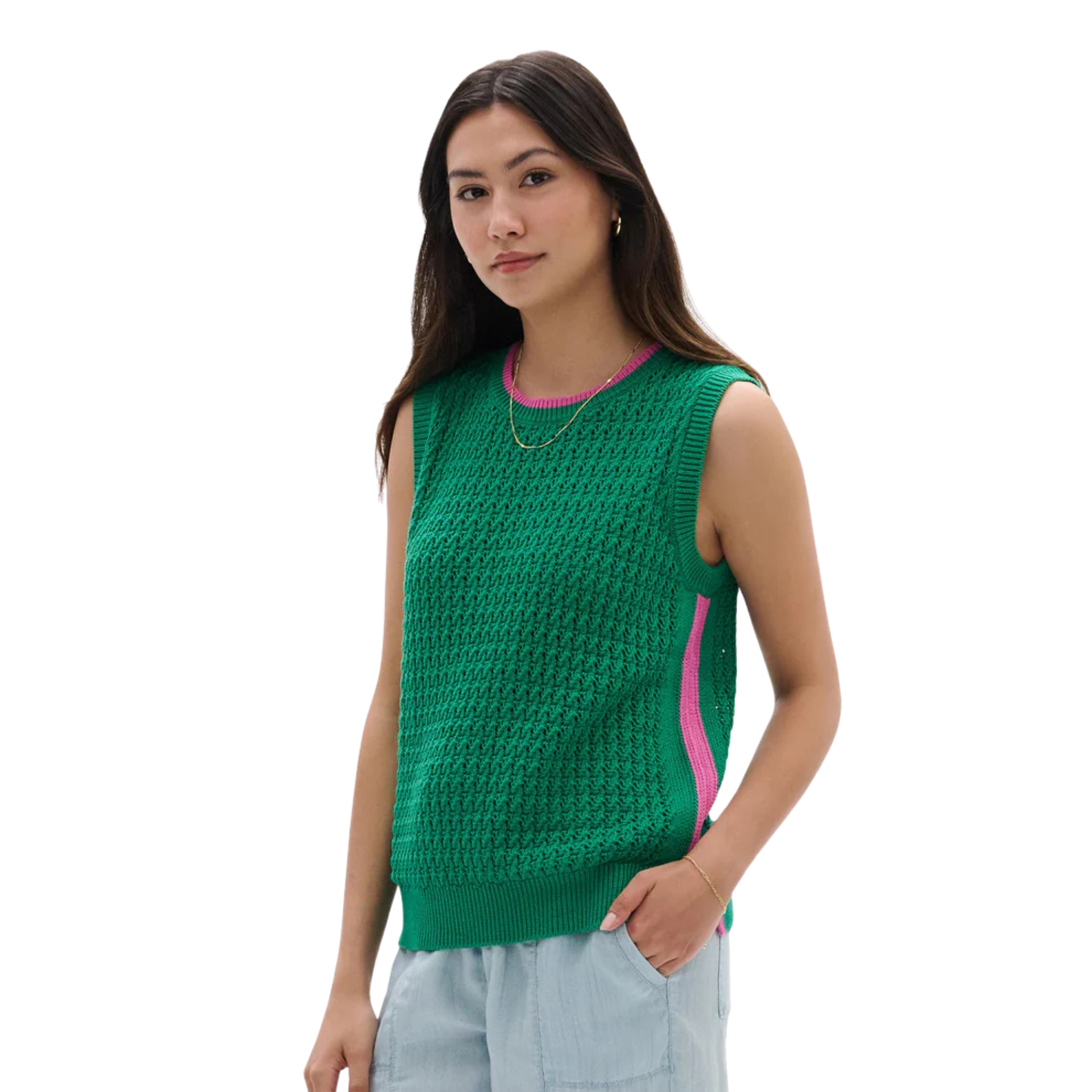 DÉBARDEUR TRICOT HATLEY FEMME CRUZ VERT ARCADIA S26ARL1893 MAHEU GO SPORT CÔTÉ MANNEQUIN