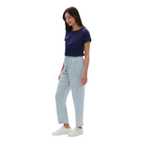 PANTALON JAMBE DROITE FEMME, BLEU PÂLE DÉLAVÉ