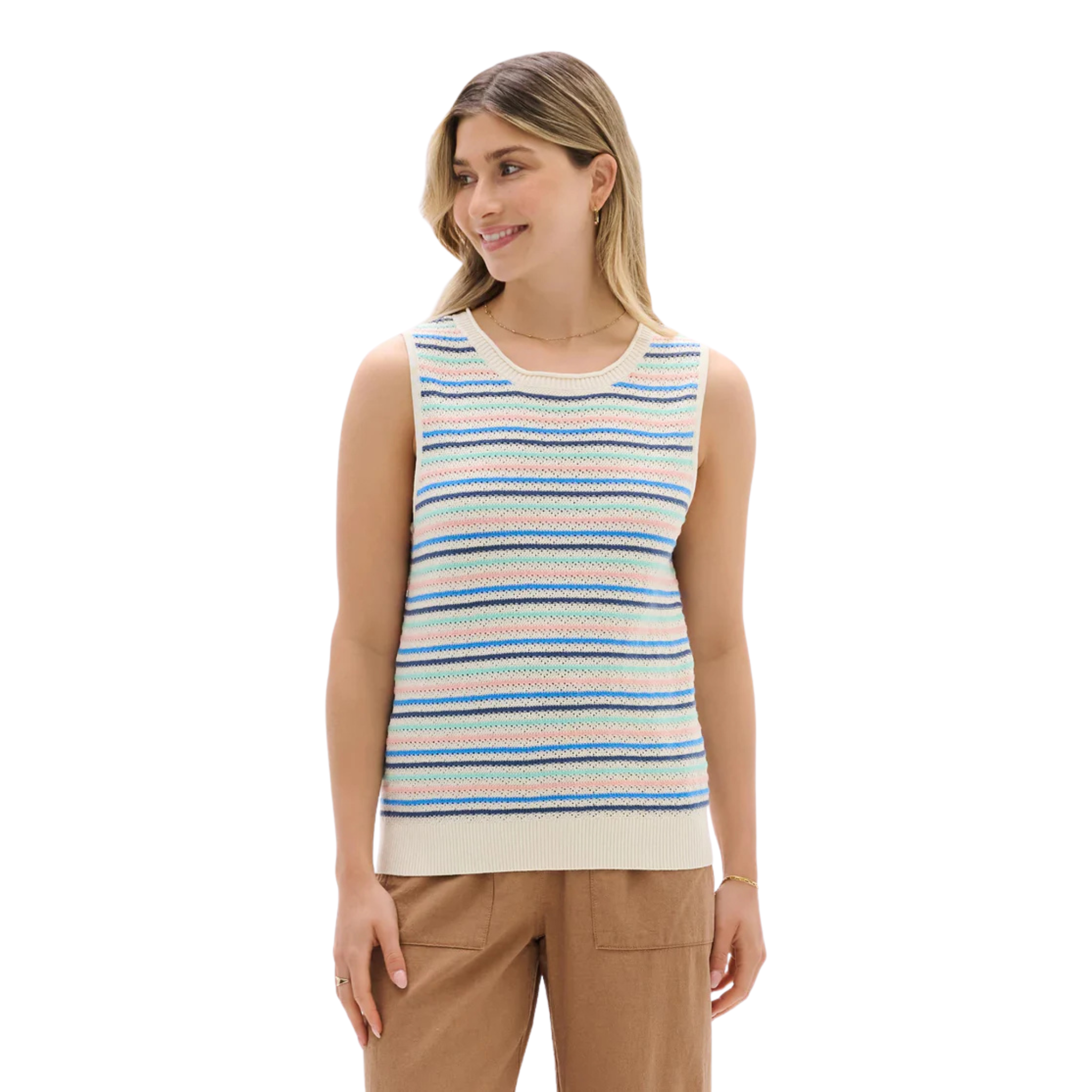DÉBARDEUR HATLEY TRICOT FEMME KATE RAYURES S26CAL1908 MAHEU GO SPORT MANNEQUIN DEVANT