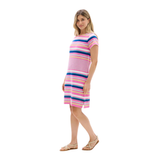 ROBE À MANCEHS COURTES FEMME, RAYURES JOYEUSES