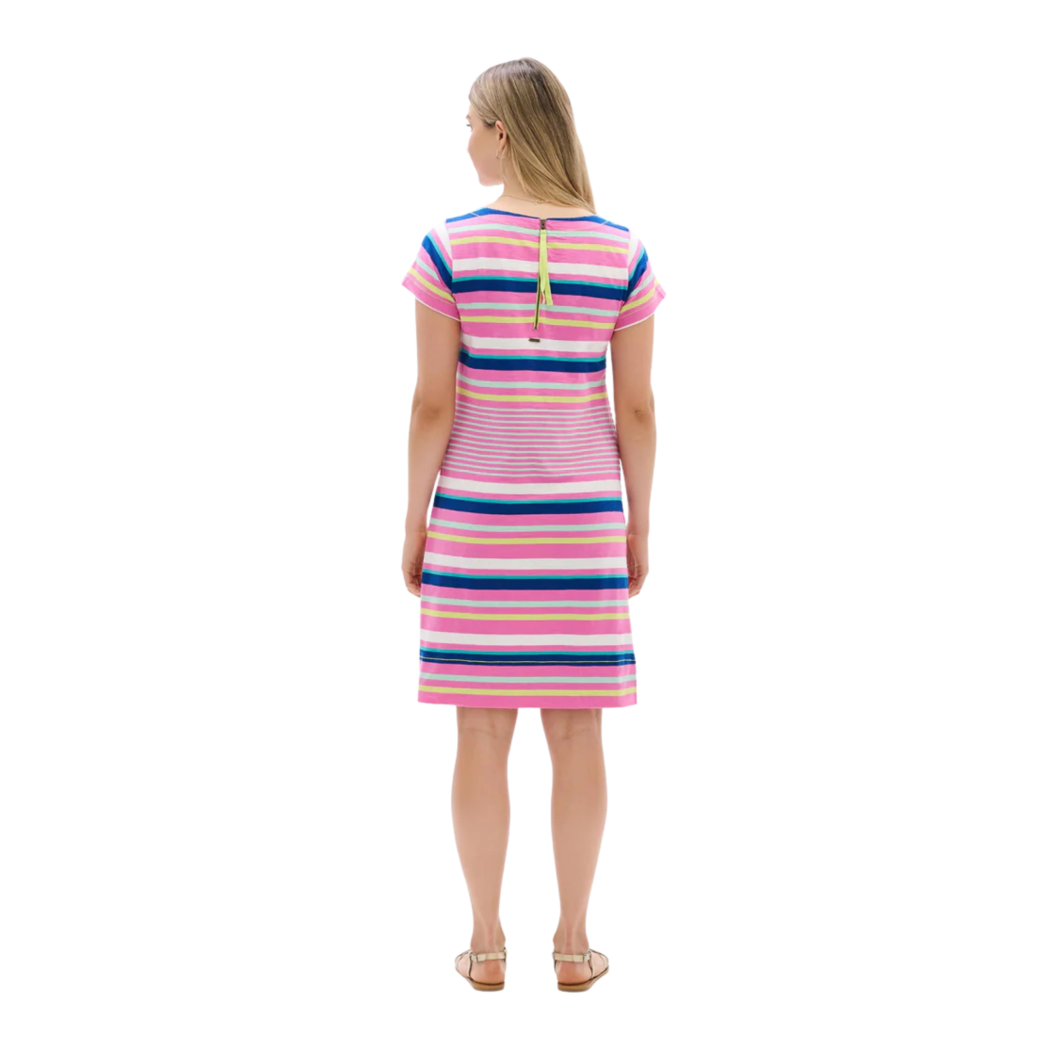 WOMEN'S SHORT SLEEVE DRESS, CHEERFUL STRIPES