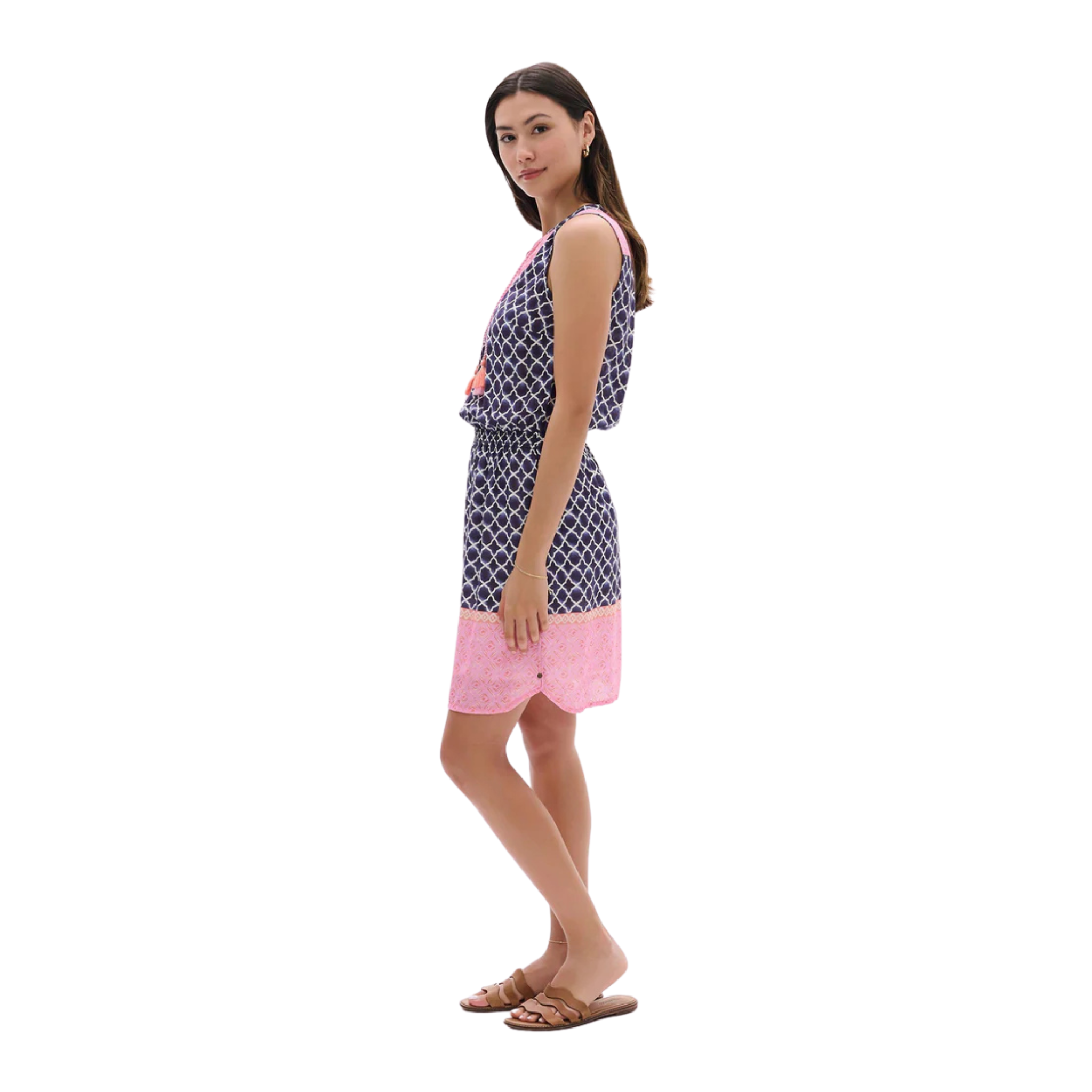 ROBE SANS MANCHES FEMME HATLEY CHLOE MÉDAILLONS BLEU MARINE S26MNL1643 MAHEU GO SPORT MANNEQUIN CÔTÉ PLEIN PIED