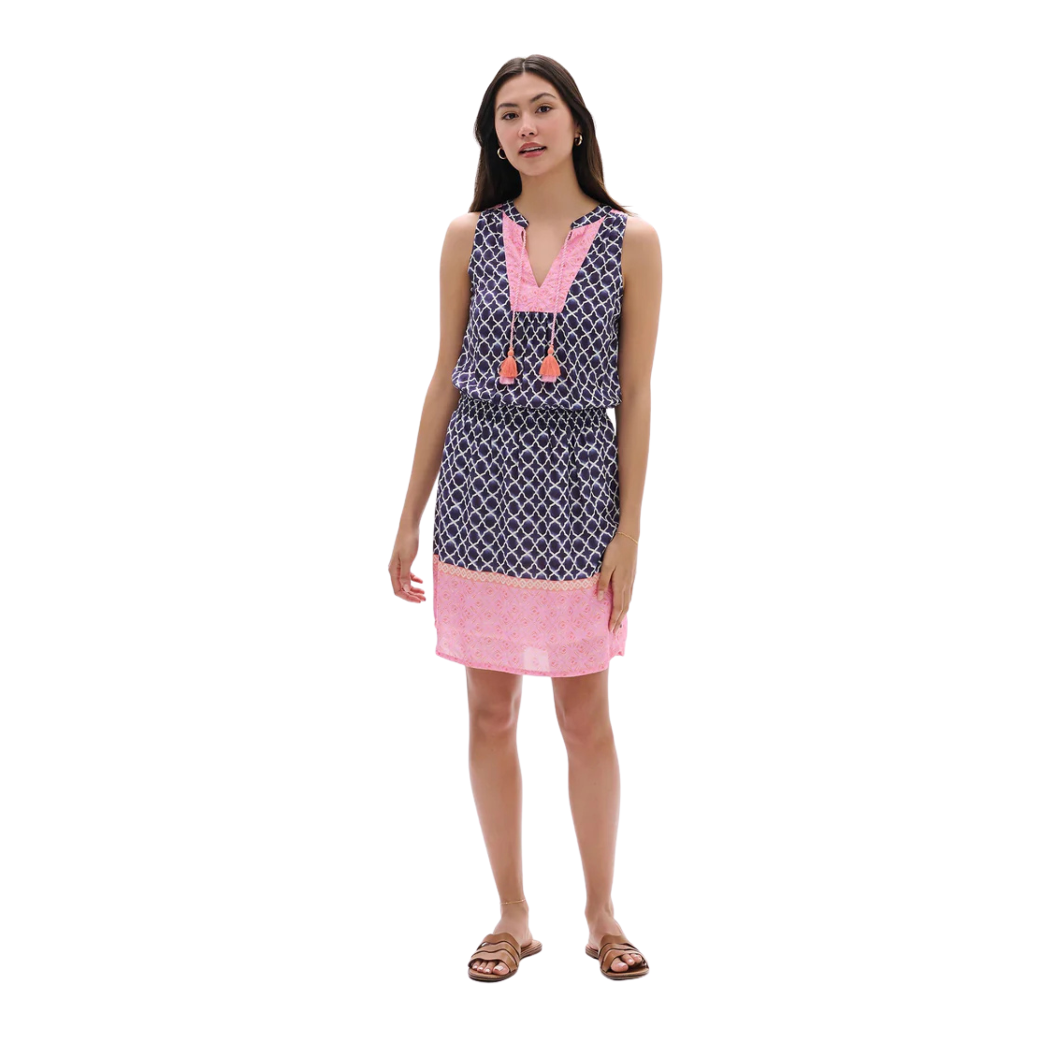 ROBE SANS MANCHES FEMME HATLEY CHLOE MÉDAILLONS BLEU MARINE S26MNL1643 MAHEU GO SPORT MANNEQUIN DEVANT PLEIN PIED