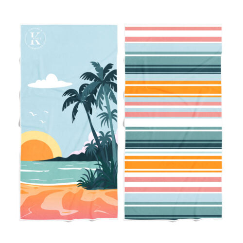 SERVIETTE PLAGE PISCINE MICROFIBRE K5 SOLEIL COUCHANT MAHEU GO SPORT DOS DEVANT