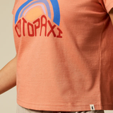 T-SHIRT MANCHES COURTES COTOPAXI FEMME SUNSET EMBERS GRAPEFRUIT MAHEU GO SPORT DETAIL SERIGRAPHIE