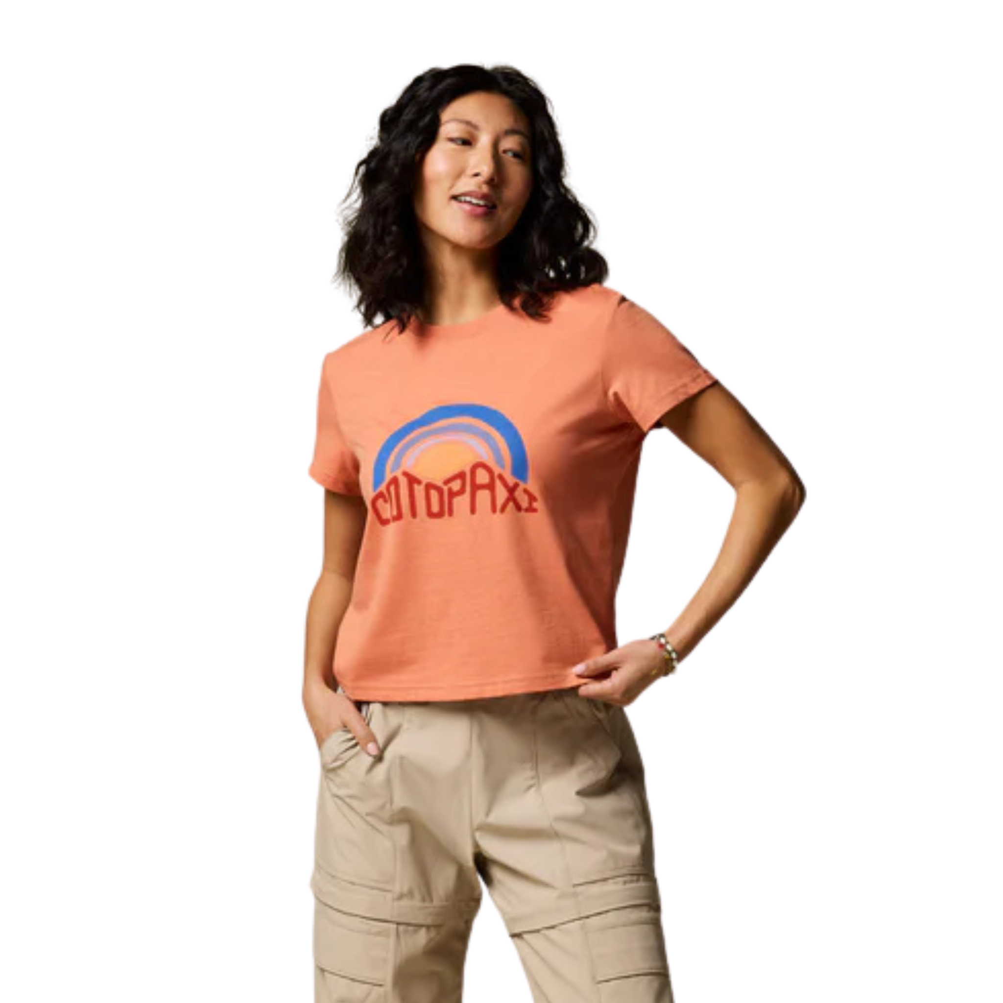 T-SHIRT MANCHES COURTES COTOPAXI FEMME SUNSET EMBERS GRAPEFRUIT MAHEU GO SPORT DEVANT MANNEQUIN