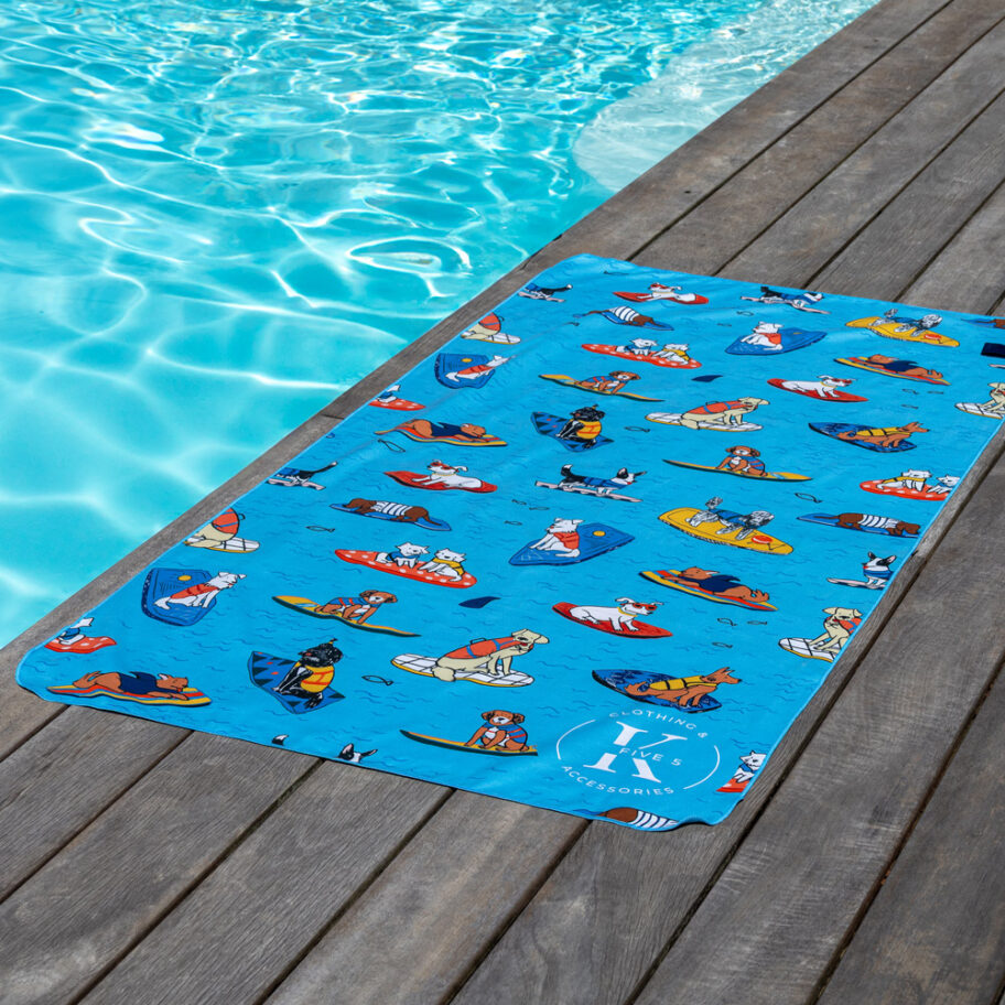 MICROFIBRE BEACH TOWEL, CANINE SURFING