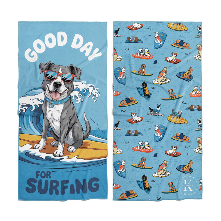 SERVIETTE PLAGE PISCINE MICROFIBRE K5 SURF CANIN MAHEU GO SPORT DOS DEVANT