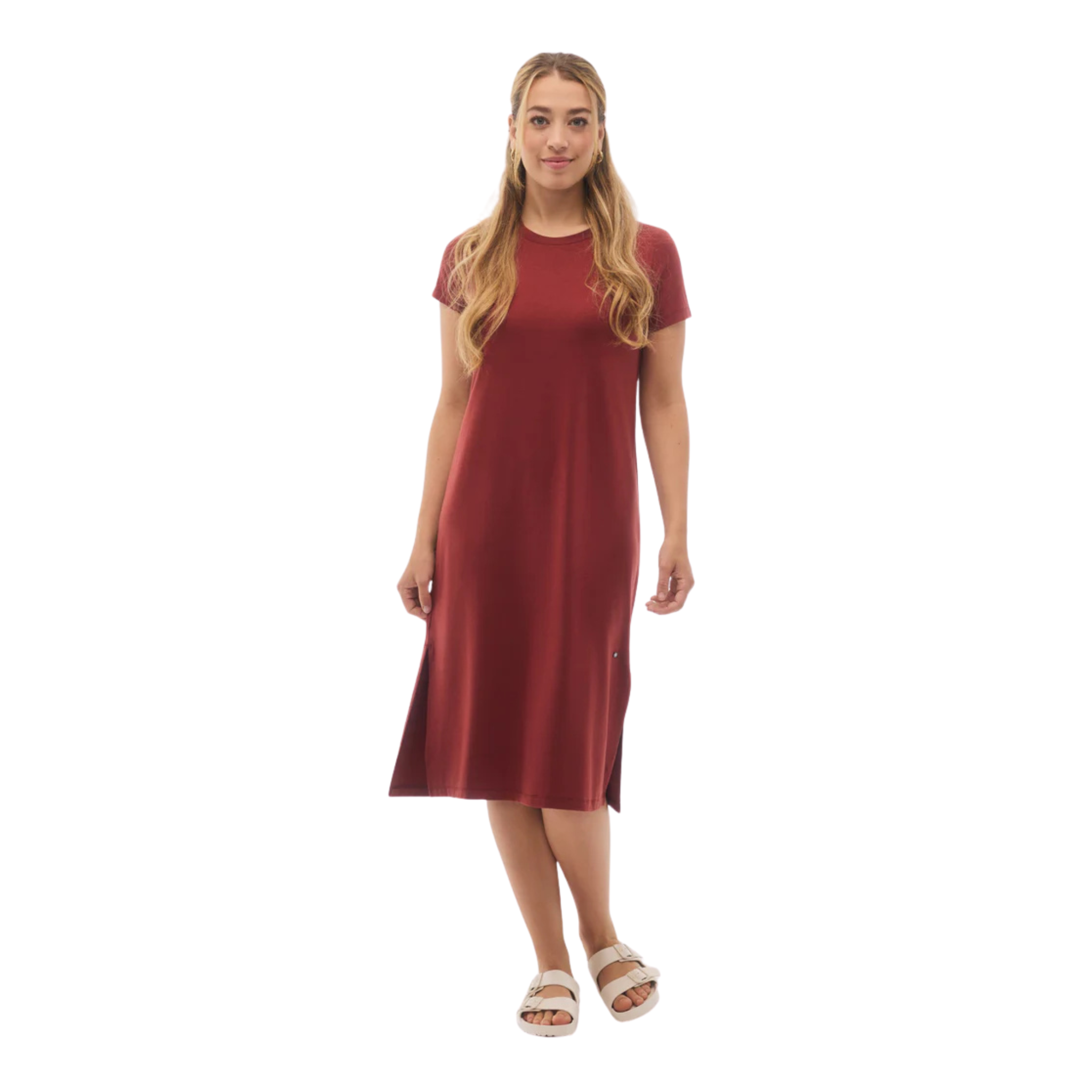 ROBE T-SHIRT MAXI FIG FEMME NORA CHILI FONCÉ TCD12234 637 MAHEU GO SPORT MANNEQUIN DEVANT