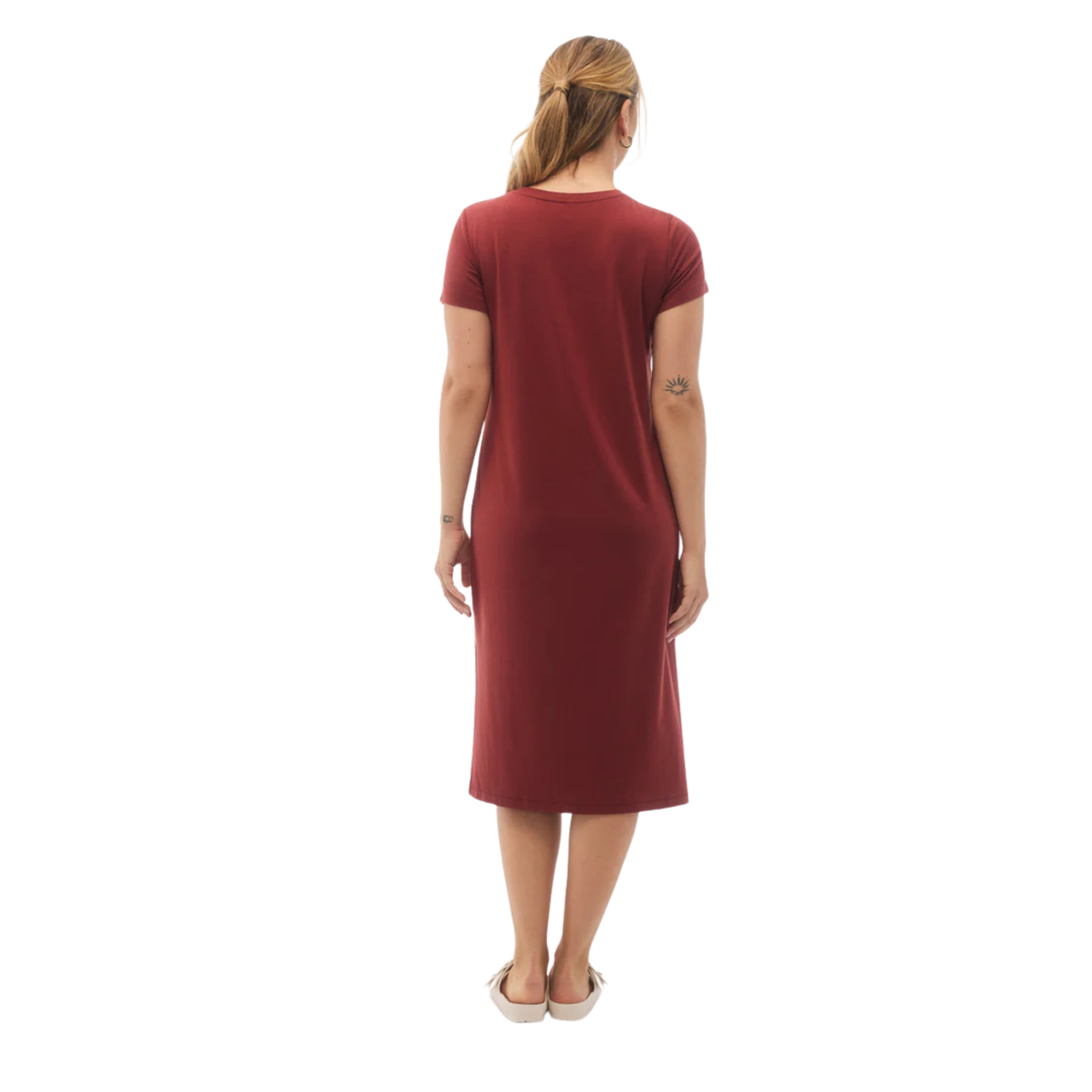 ROBE T-SHIRT MAXI POUR FEMME, NORA CHILI FONCÉ
