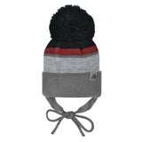 TUQUE À OREILLES POUR ENFANT, NOIR & GRENAT (0 à 6X ans)