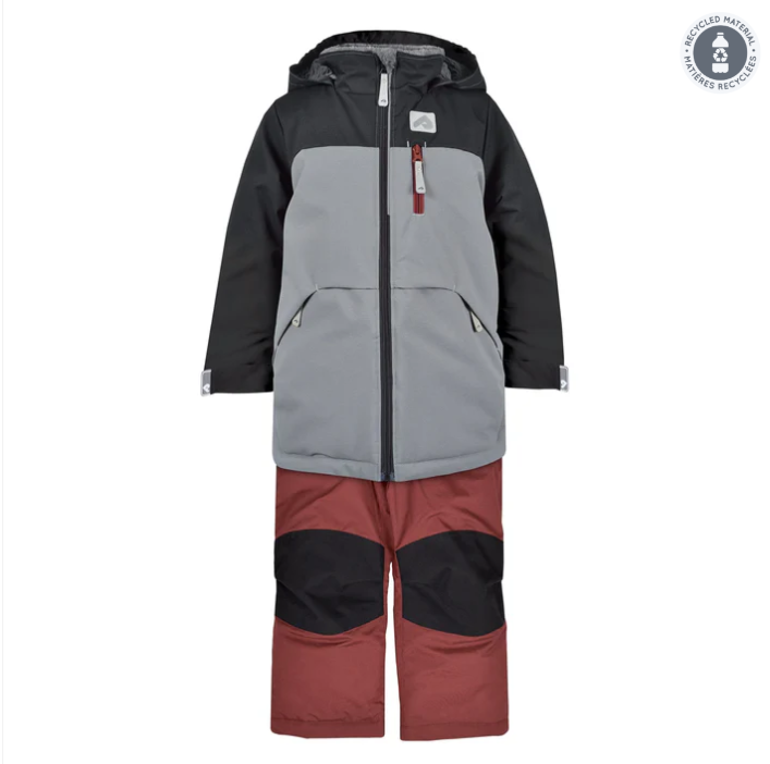 HABIT D'HIVER 2 PIÈCES POUR GARÇON, NOIR, GRIS & GRENAT (7 À 10 ANS) - Maheu Go Sport