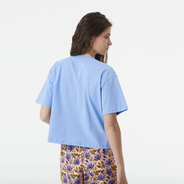 T-SHIRT BOXY FEMME KEYNEE VISTA BLUE WTS0574 PICTURE MAHEU GO SPORT DOS MANNEQUIN