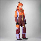 ENSEMBLE MOTONEIGE 1 PIÈCE FEMME, YUKON ORANGE, BOURGOGNE & LILAS