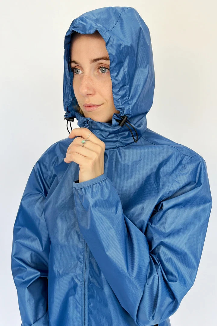 MANTEAU IMPERMÉABLE POUR FEMME, RAINDROP 2084 BLEU VERTICAL CAPUCHON